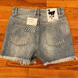 Sandrine Rose X Free People high waist distressed jean shorts NWT size 26